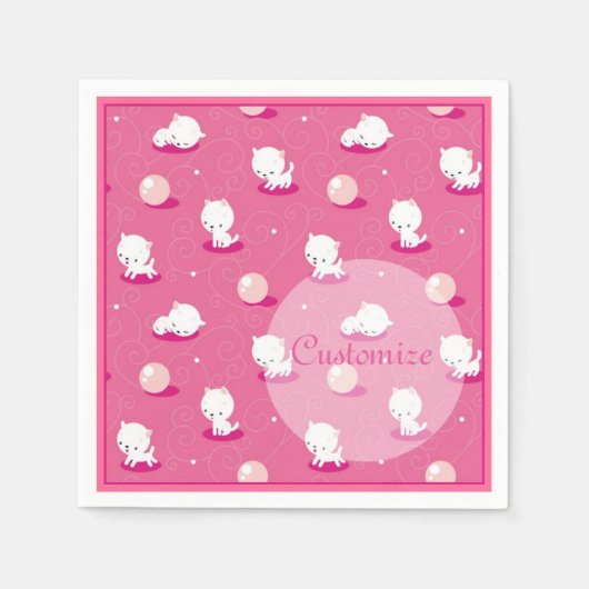 Kat Roze Kittens Patten Napkins Servetten (Voorkant)