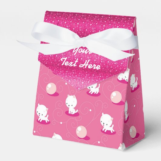 Kat Roze Kittens Sparkle Favor Box Bedankdoosjes (Voorkant Zijde)