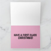 KAT ROZE KOFFER 1E KLAS KERSTKAARTEN KAART (Binnen)