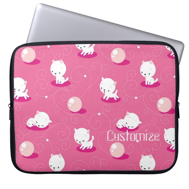  Kat roze laptophoes Laptop Sleeve (Voorkant)