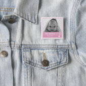 Kat - roze pinnen vierkante button 5,1 cm (In situ)