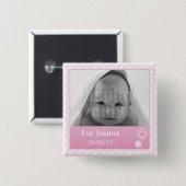 Kat - roze pinnen vierkante button 5,1 cm (Voorkant /achterkant)