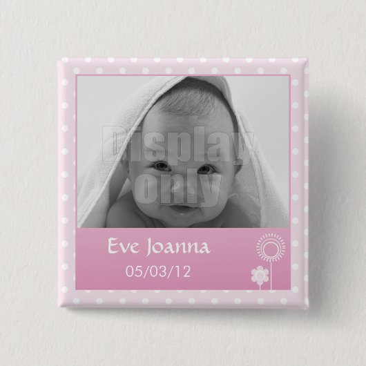 Kat - roze pinnen vierkante button 5,1 cm (Voorkant)
