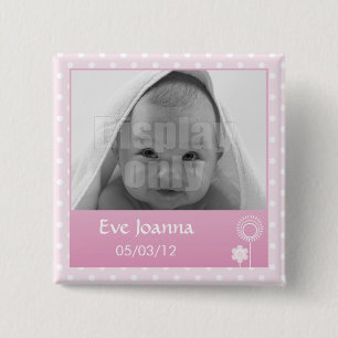 Kat - roze pinnen vierkante button 5,1 cm