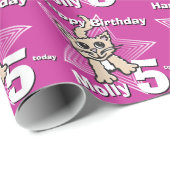 Kat roze voeg je leeftijdsnaam 5-jarige verjaardag cadeaupapier (Rol Hoek)