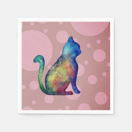 Kat Roze Wit Standaard Cocktail Papier Servetten