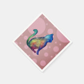 Kat Roze Wit Standaard Cocktail Papier Servetten (Hoek)