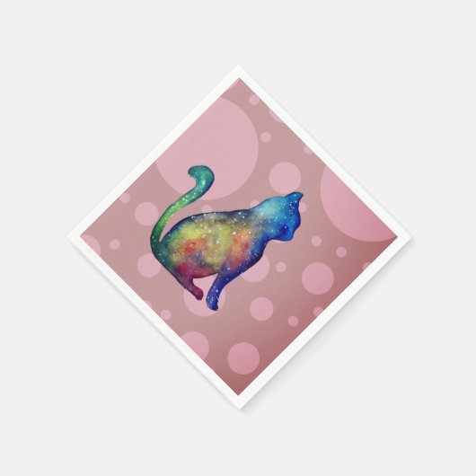 Kat Roze Wit Standaard Cocktail Papier Servetten (Hoek)