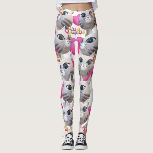 Kat Roze Witte Leggings (Voorkant)