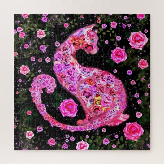 Kat Rozen Jigzaag Puzzle - Schilderen - Roze Legpuzzel (Verticaal)