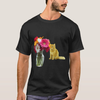 Kat ruikend Bloemen T-shirt