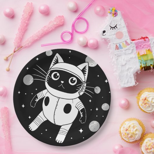 Kat ruimte papieren bordje (Feest)