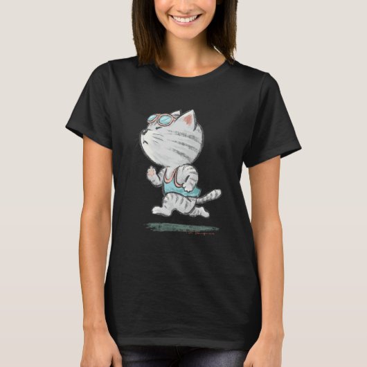 Kat Running Kitten Huisdier Grappige Dierenloper I T-shirt (Voorkant)