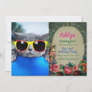 Kat rust in de pool op de luchtmatras kaart