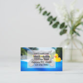 Kat rust in de pool op de luchtmatras visitekaartje (Staand voorkant)