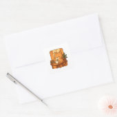 Kat Rustig maar Gefocust Vierkante Sticker (Envelop)