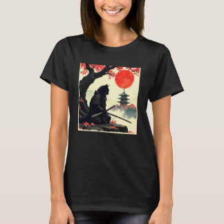 Kat samurai bloem Japanse kunst samurai kat zonson T-shirt