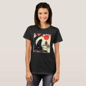Kat samurai bloem Japanse kunst samurai kat zonson T-shirt (Voorkant volledig)