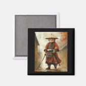 Kat Samurai Japan Japans Grappig Grafisch Magneet (Voorkant / Achterkant)
