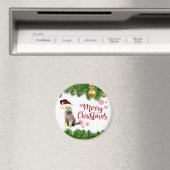 Kat, Santa Hat, kerstballen Magneet (Insitu (Vaatwasser))