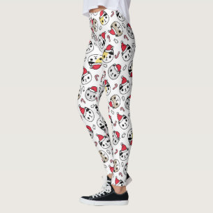 Kat Santa Hats Holiday Red White Kat Head Leggings