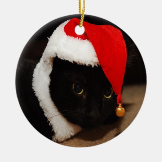 Kat Santa-versiering Keramisch Ornament (Voorkant)
