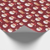Kat Santa Vrolijk Kerstmis Patroon Wrapper Cadeaupapier (Hoek)