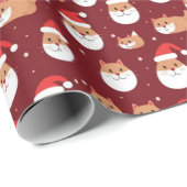 Kat Santa Vrolijk Kerstmis Patroon Wrapper Cadeaupapier (Rol Hoek)