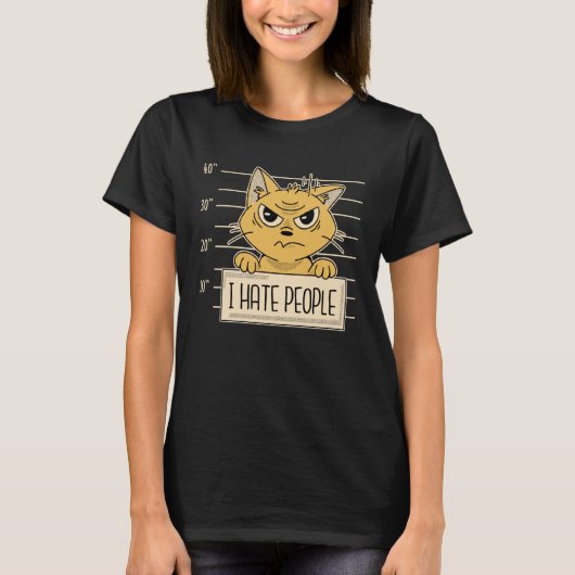 Kat Sarcasme Ik haat mensen T-shirt (Voorkant)