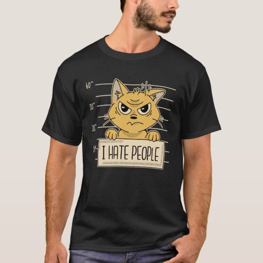 Kat Sarcasme Ik haat mensen T-shirt (Voorkant)