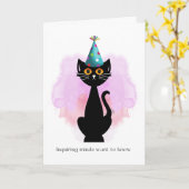 Kat | Sarcastische partij Pet Cat Funny Birthday K Kaart (Gele Bloem)