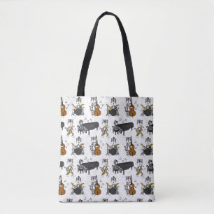 Kat Saxofoon Piano Bas Drums Jazz Muzikant Tote Bag