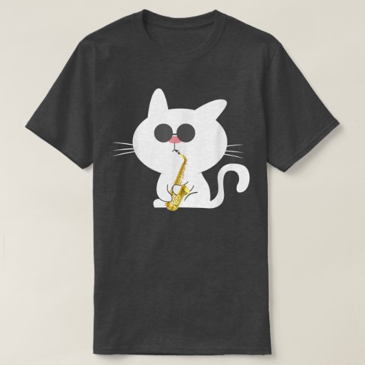 Kat Saxophone Music Lover spelen T-shirt (Design voorkant)