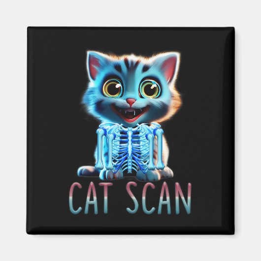 Kat Scan Ct Scan Halloween Kat Röntgenfoto Pun Mem Magneet (Voorkant)