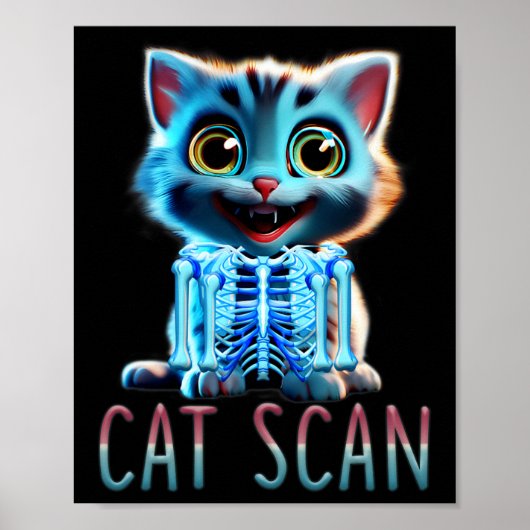Kat Scan Ct Scan Halloween Kat Röntgenfoto Pun Mem Poster (Voorkant)