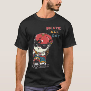 Kat-Schaats - Kat-scooter voor de hele dag T-shirt