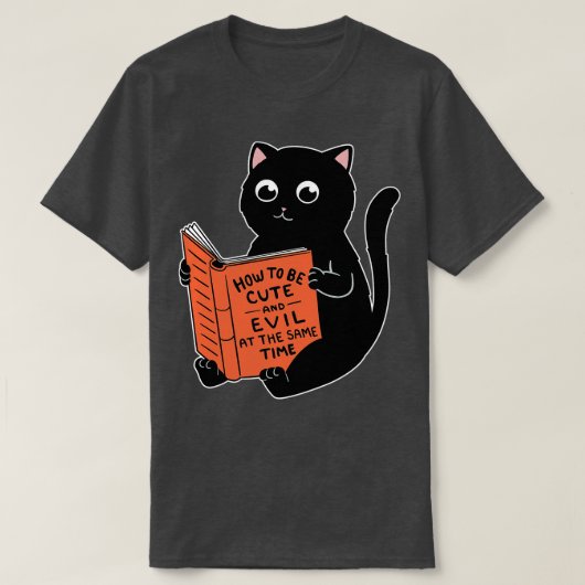 Kat schattig en kwaadaardig boek t-shirt (Design voorkant)
