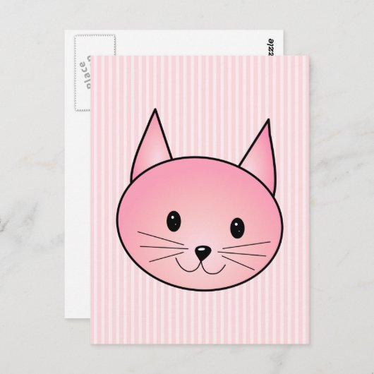 Kat. Schattig  roze kat. Briefkaart (Voorkant / Achterkant)
