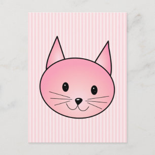Kat. Schattig  roze kat. Briefkaart