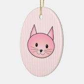 Kat. Schattig  roze kat. Keramisch Ornament (Links)