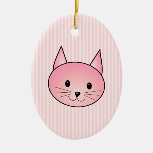 Kat. Schattig  roze kat. Keramisch Ornament (Voorkant)