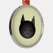 Kat. Schattig zwart kat. Metalen Ornament (Rechts)