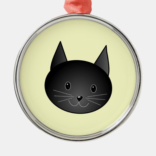 Kat. Schattig zwart kat. Metalen Ornament (Voorkant)
