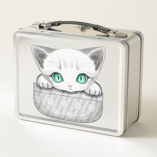 Kat Schattige en speels piekend uit een broekzak (Achterkant)