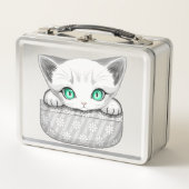 Kat Schattige en speels piekend uit een broekzak (Voorkant)