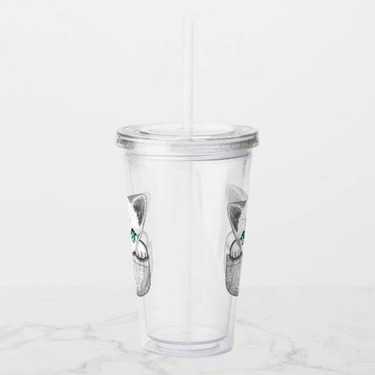 Kat Schattige en speels piekend uit een broekzak Acryl Drinkbeker (Rechts)