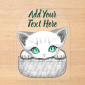 Kat Schattige en speels piekend uit een broekzak Acryl Uitnodigingen (Voorkant)