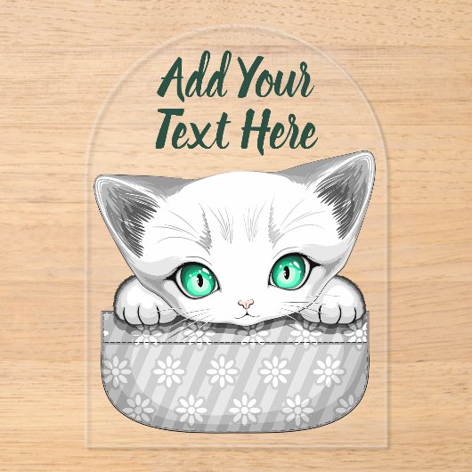 Kat Schattige en speels piekend uit een broekzak Acryl Uitnodigingen (Voorkant)