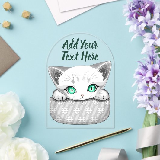 Kat Schattige en speels piekend uit een broekzak Acryl Uitnodigingen (Insitu (Huwelijk))