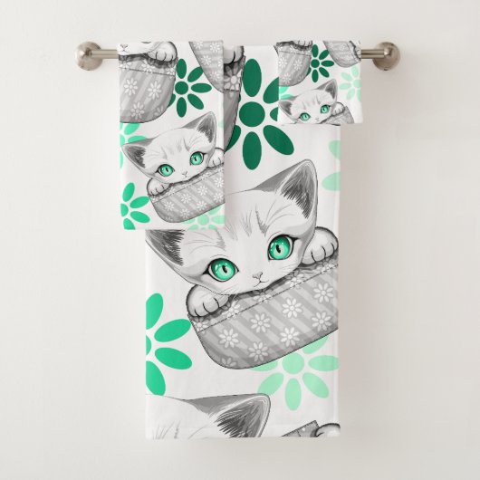 Kat Schattige en speels piekend uit een broekzak Bad Handdoek (Insitu)